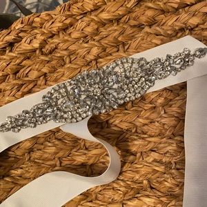 White Ribbon Bedazzled Choker